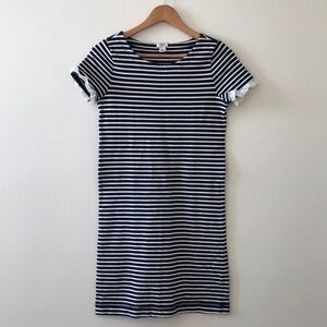 J Crew striped shift dress witt ruffles
